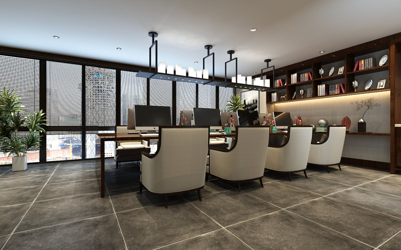 新中式<a href=http://www.chinanon-gm.com/tags-457.html target=_blank class=infotextkey>辦公室裝飾設計</a>效果圖